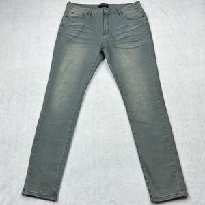 Serenade Mens Skinny Jeans Size 36 Light Blue Tinted Wash Distressed Denim Pants